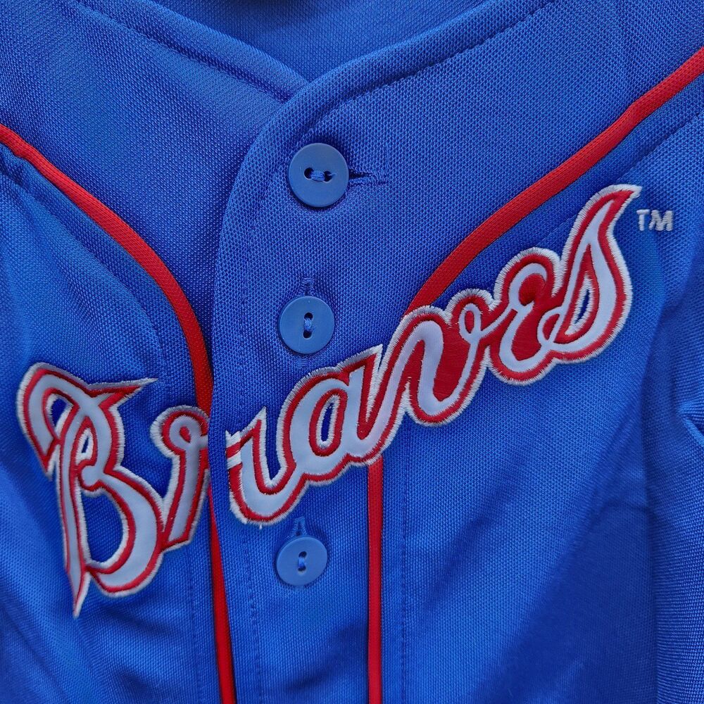 Atlanta Braves Jersey Dress Womens M Blue Cooperstown Carl Banks Button… - Picture 4 of 8